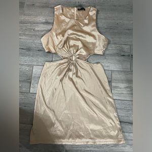 Faux Silk Cut-Out Mini Dress